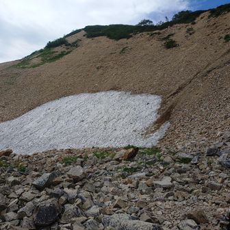 扇雪渓は残雪わずか