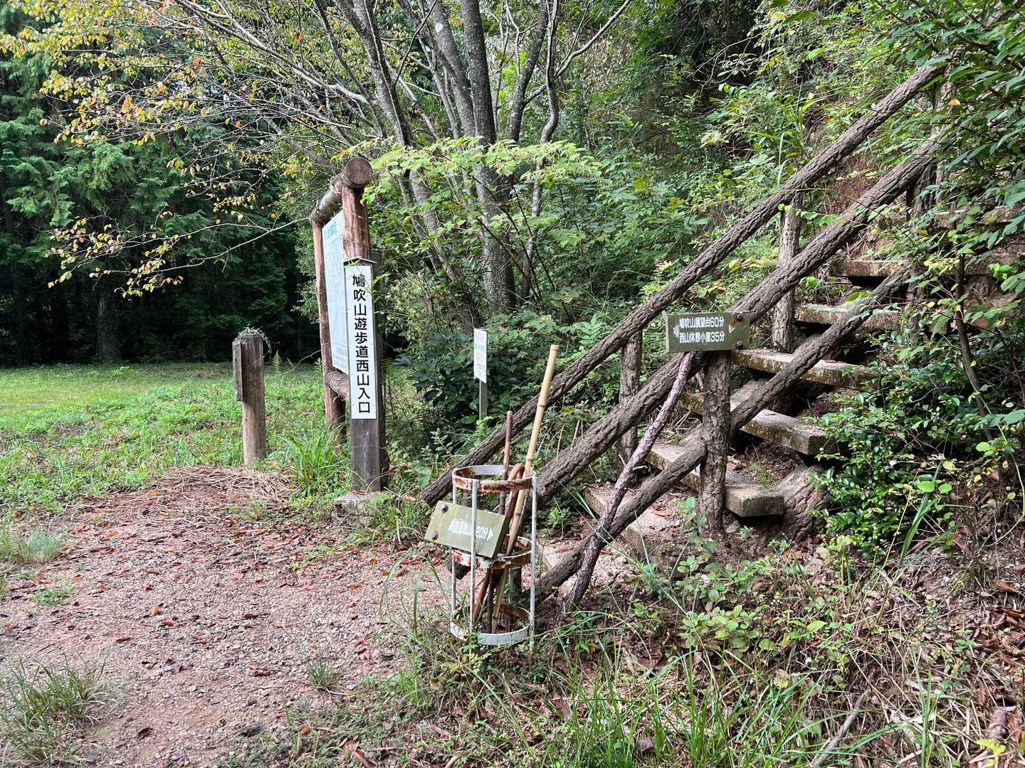 西山登山口から登る前に林道を進んで栗を収穫することに😊