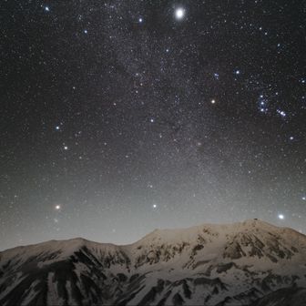 立山・雄山・浄土山 一際明るい木星・火星・シリウスの超三角△