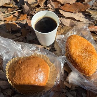 ここで昼食タイム
コンビニでカップラーメン買ったのに途中でパン屋さん見つけたのでカレーパンとプリンパン😋