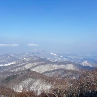 眺め、やはり霞んでますね、PM2.5かな？
藻岩山がやっと見える感じです。
