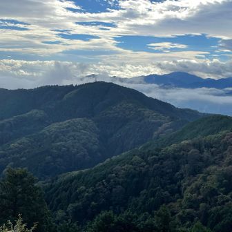 手前が小仏城山。鉄塔があるのですぐ解ります。
