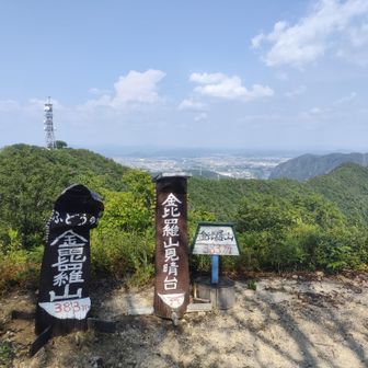 金毘羅山の頂上見晴台383mです。ベンチあり。