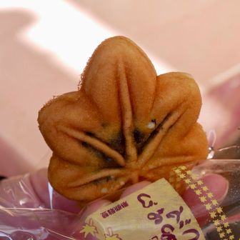 出来たてのもみじ饅頭、あったかい！