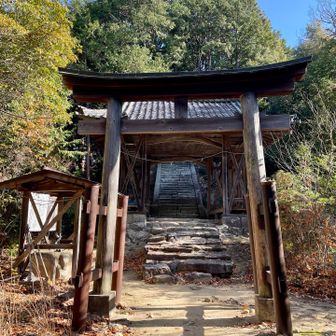 鳥居の奥に続く石段を上がって