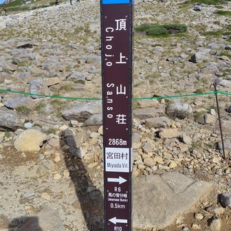 一旦下ると頂上山荘の標識
ここで登山バッジを購入🎖️