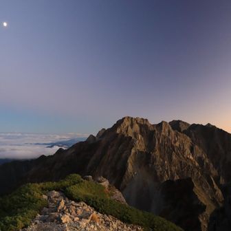 月下の穂高連峰