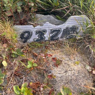 北山　今日は風不死岳行かないよー
割れた山頂標識
誰か新しくしないのかな？
