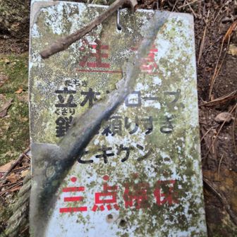 三点確保の練習になるようです。しかし、私はすでに三国岳までの急なザレ道に危険を感じたので三国岳にデポしてました。