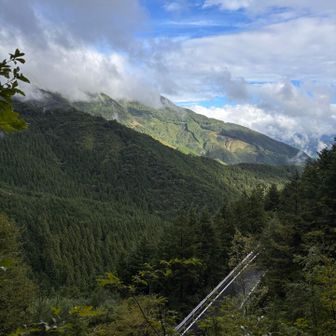 ほぼ下山、やっと道路が見えた〜って頃に
青空もお目見え😓
山あるあるですね😓