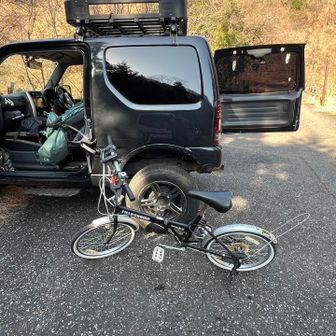 車着。
自転車10分で下りてきた。早！寒いけど🥶