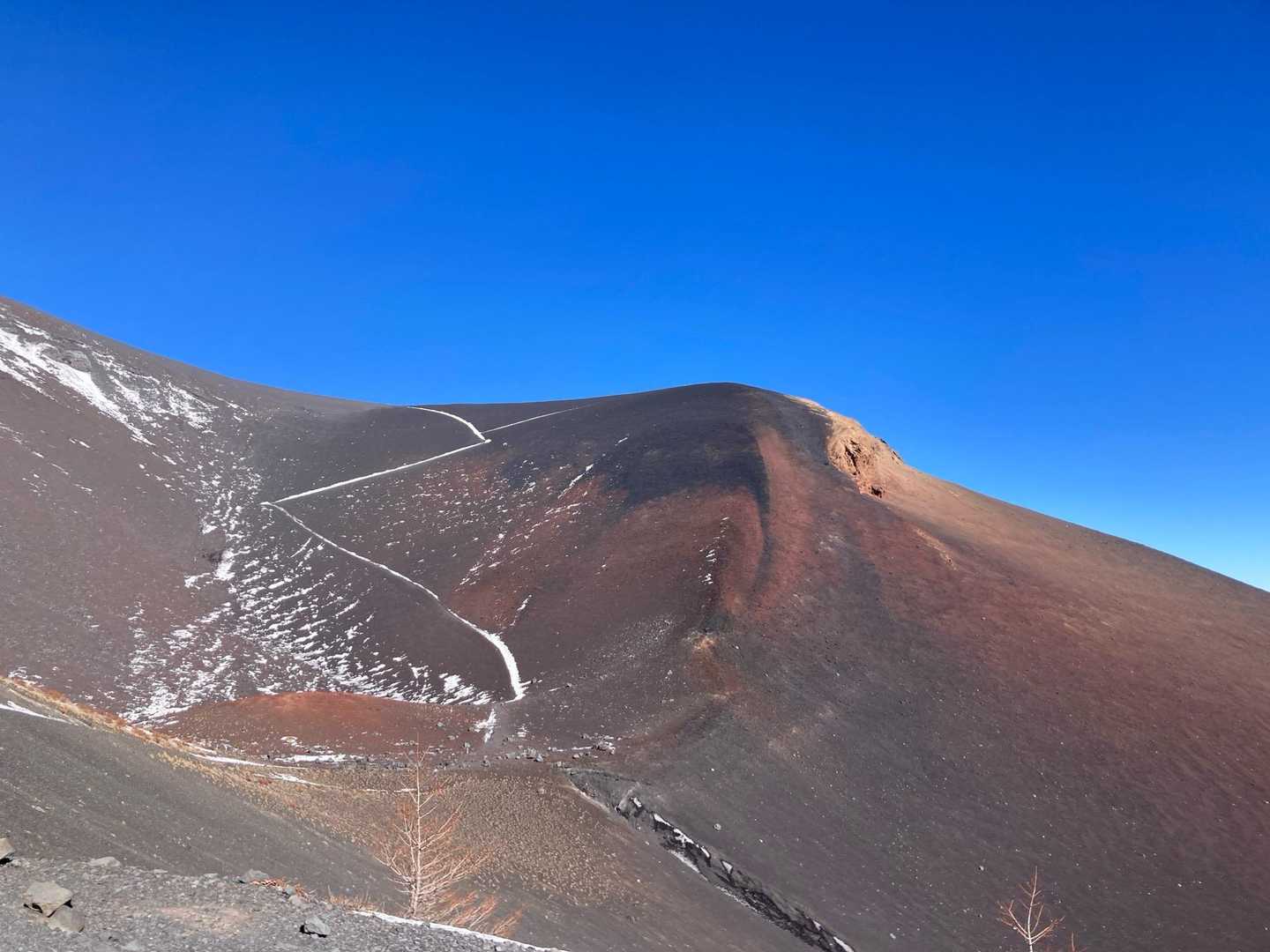 復路　振り返って

山頂近く(山頂標識まで100mくらいの地点)まで行き、爆風で引き返しでした。

いい経験になりました