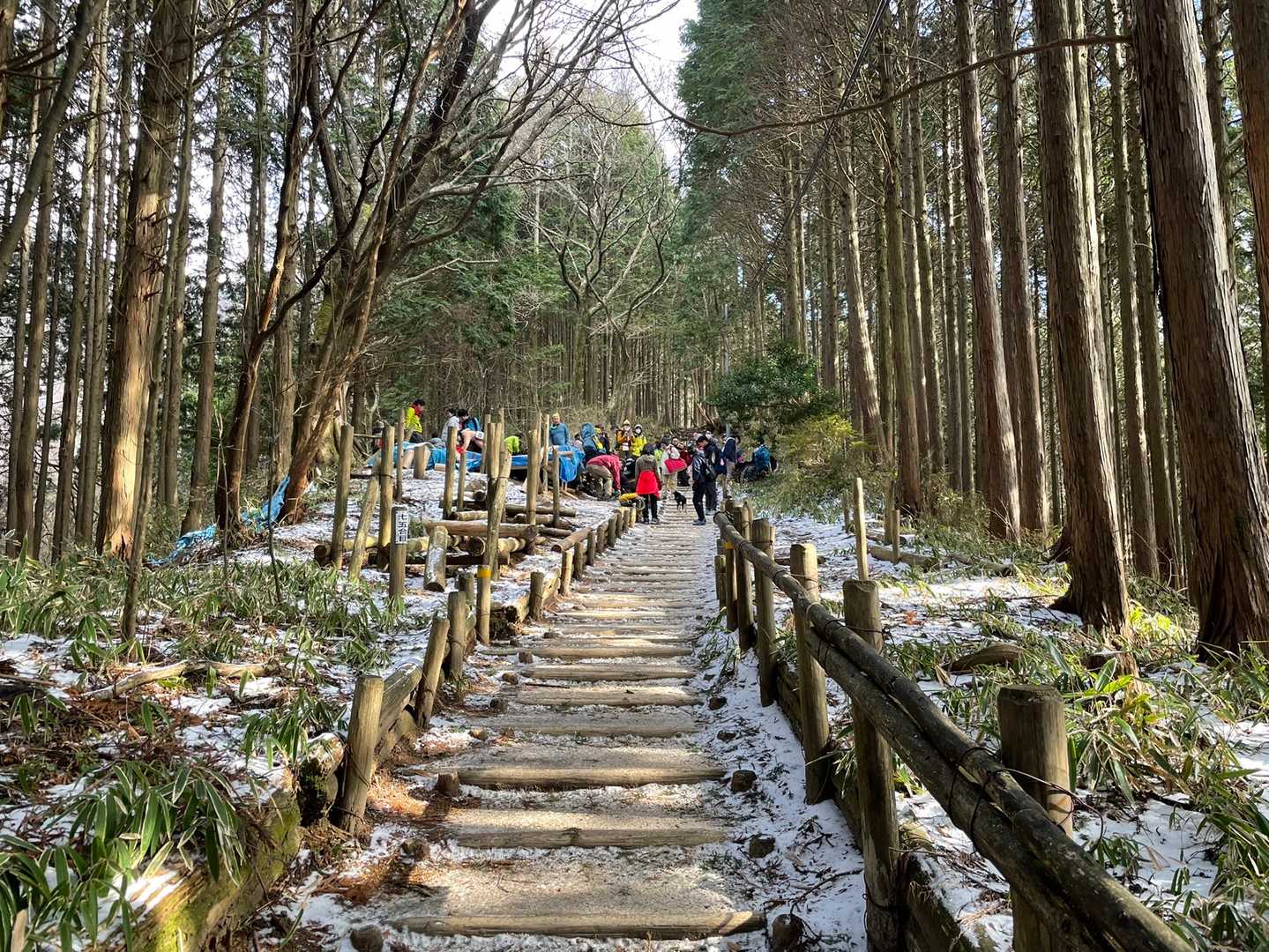 登山道は凍結がチラホラ。
皆さんこの辺りで滑り止めを装着しているもよう。