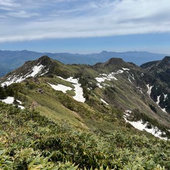 奥に日光白根山と錫ヶ岳、先々週に登った皇海山