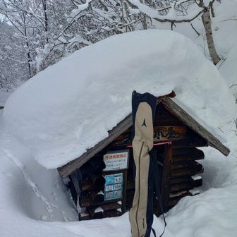 11月に来た時よりは屋根の雪も増えているが、