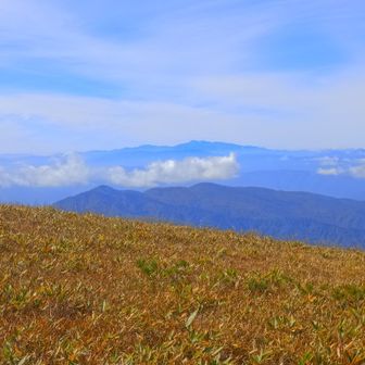 右に白山を見ながら歩く。
