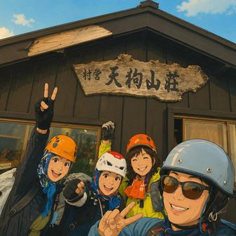 では、ヘルメット装着して出発