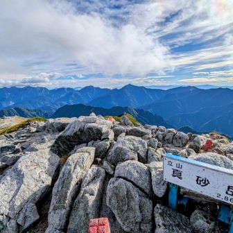 真砂岳から北アルプス。
この後一瞬で真白に。爆風もハンパない！