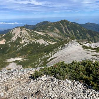 三国境より、雪倉岳方面。こっちも優美な稜線で素敵。