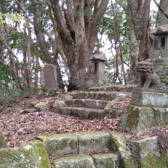 獅子狛犬に守られた先に祠がある。場所柄海難除けの神社のようだ。