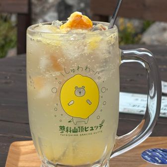 頂上ヒュッテで山友さんが注文したレモネード。
ジョッキもレモネードの原液も販売されていました👍