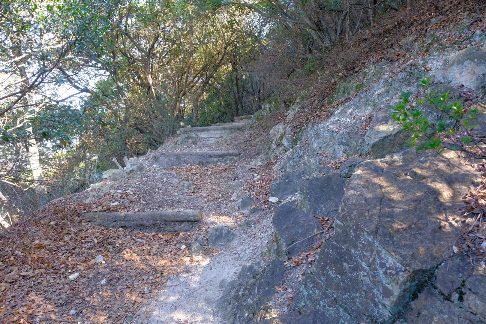 その後はトラバース状の緩やかな道を経て、階段状に整えられた若干の急坂へ。とはいえ、こちらも難しい所は皆無なので、自分のペースで進んで行けば大丈夫だ。