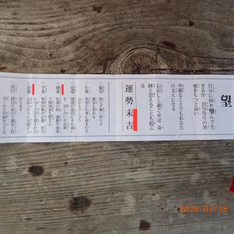 今年最初のおみくじは「末吉」
でも健康運と金運は良いようです