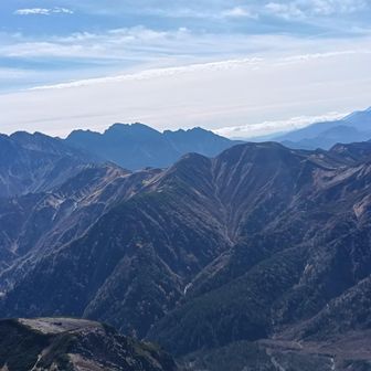 奥には穂高連峰。奥穂南稜、北穂ゴジラ、黄金平と今年はバリルートを中心に。