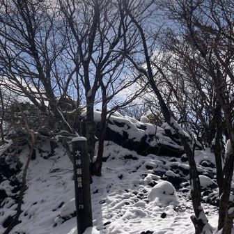 大神岩（標高1000m)の雪はこれくらいでした☃️