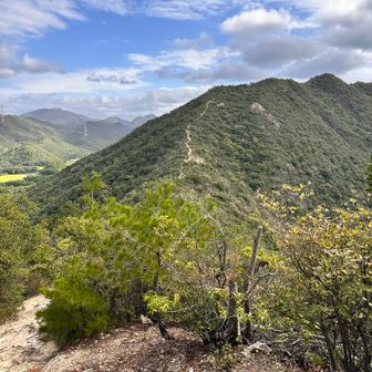 三草山山頂の稜線のぼり