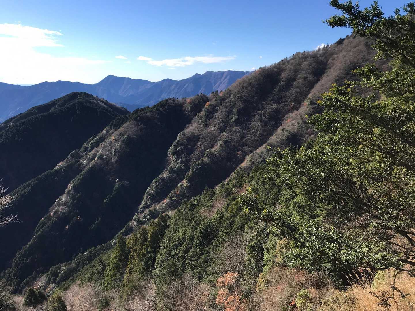 通ってきた稜線かな？
向こうには安倍奥の山々でしょうか？