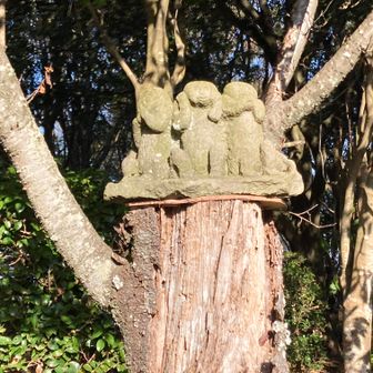 頂上手前にある、三猿！
悪事を見たり聞いたり、口に出したりすることを控えるべきだという教訓を伝えているそうです〆(´ε｀ )