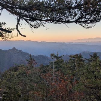 北西方向には今日いちピリピリしたヤツウチグラが。

右上には日没に霞む浅間山。