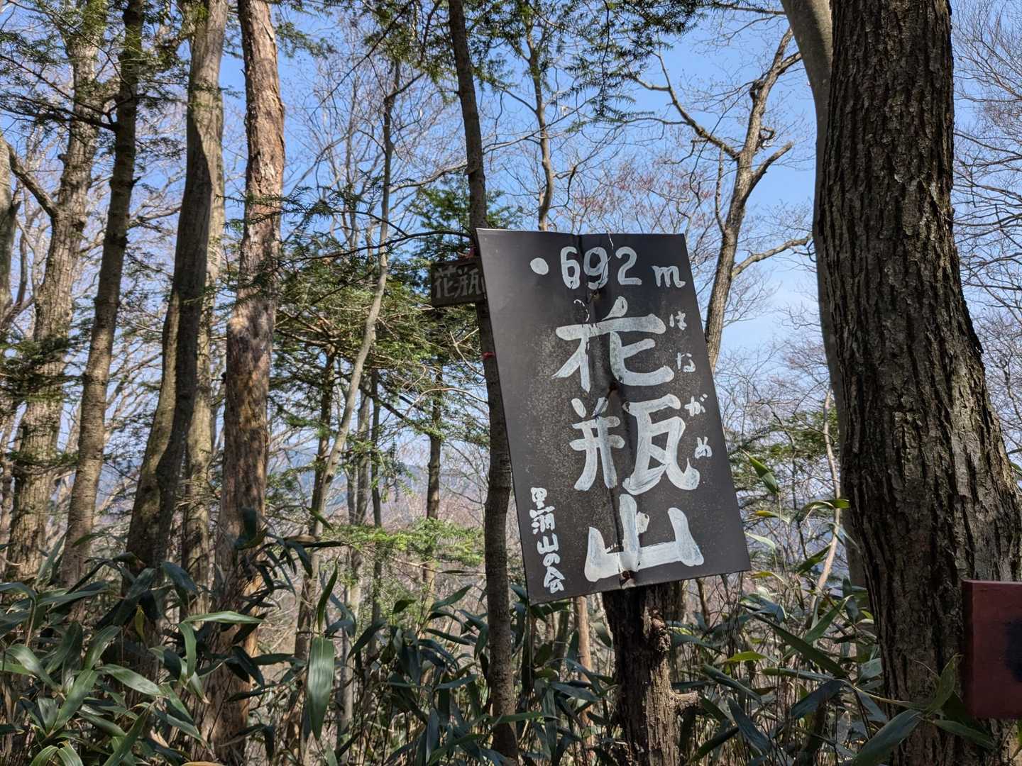 花瓶山と書いて「はながめ山」の
山頂つきました