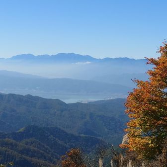 諏訪湖の奥に中央アルプス
