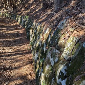 下山は裏参道、この石垣が昔を語っている。