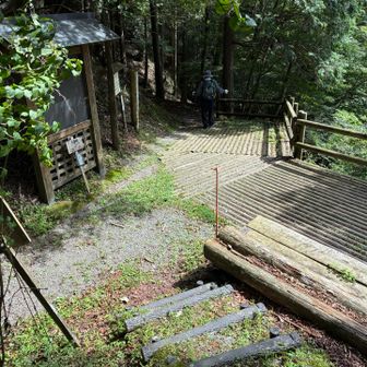 無事に青崩峠まで降りてきました。
日陰を求めて先に行くお爺さん。
