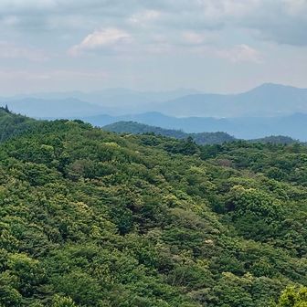 西側　華山⛰️、鷹子山⛰️ 方面
華山⛰️の左奥に、竜王山⛰️と鬼ヶ城⛰️も見えます。
