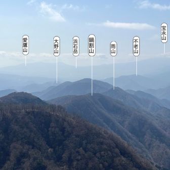 塔ノ岳からも鍋割山を確認してあそこから来たのかと浸る笑