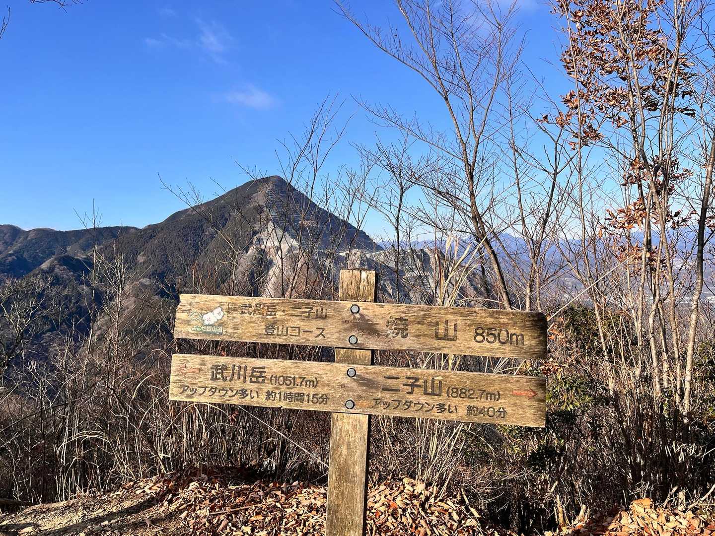 名郷バス停-前武川岳-武川岳-蔦岩山-焼山-二子山-芦ヶ久 縦走コースの写真