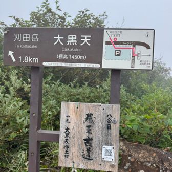大黒天登山口からスタート

駐車場🅿️もガスガスです☁️☁️☁️