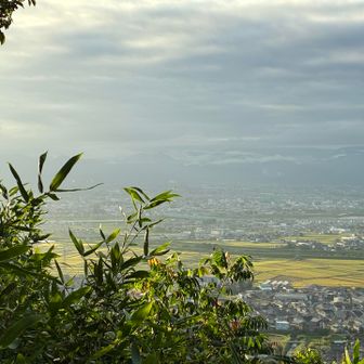 白鳥城跡から富山市街地、立山連峰見えない