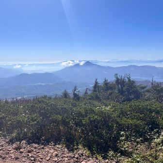 西吾妻山の山頂は眺望なしですが、西大巓からの眺望が素晴らしく、磐梯山の左には猪苗代湖も見えました🤩