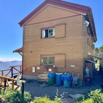 約半年ぶりの茶臼小屋。ここで水をチャージ🥵さらにコーラを頂く。くーーー生き返る〜❗️