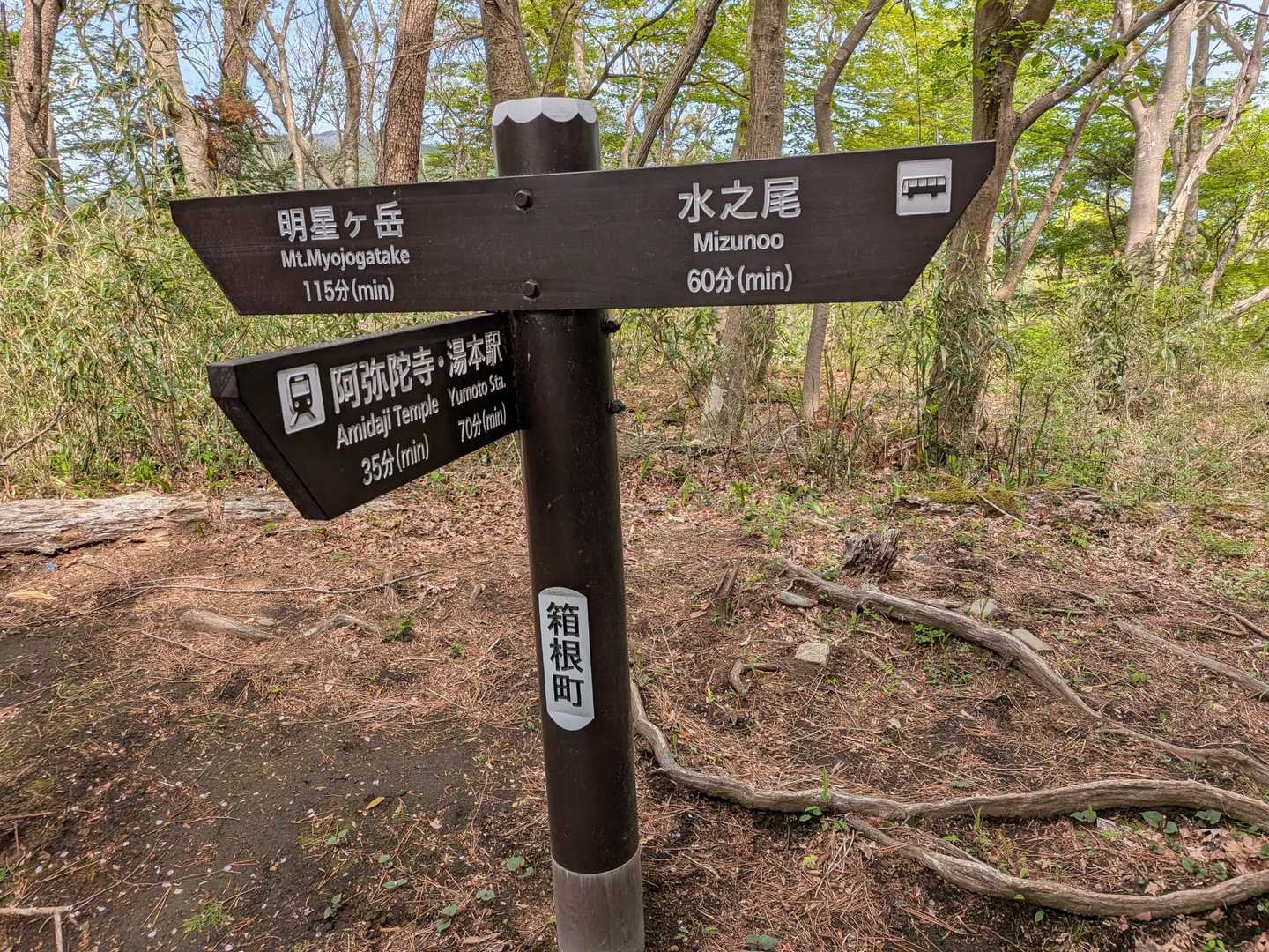 箱根湯本駅-阿弥陀寺-塔ノ峰-明星ヶ岳-宮城野橋バス停 縦走コースの写真