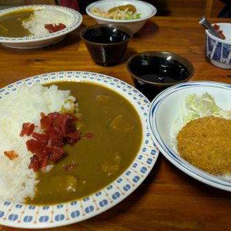 夕飯は富山名水ポークの🍛
大盛り、普通盛り2杯食べて…大満足😋

※食後に「昭和29年の下ノ廊下」映像を見せていただきました