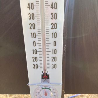 裏なので直射日光当たってませんでした←この時間はね!
帰りにもう一度みたら10℃でした！