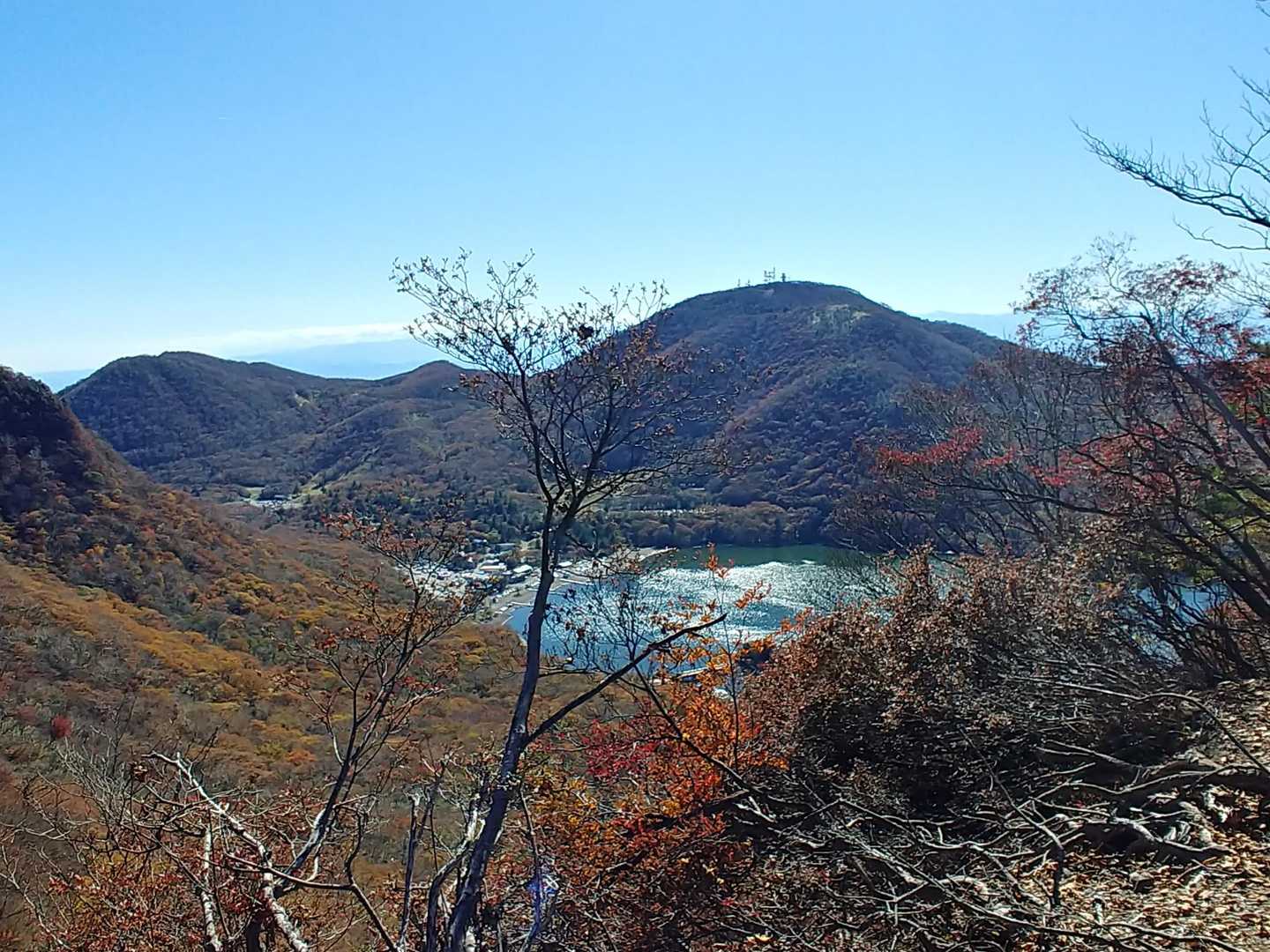 下りながらの大沼と地蔵岳。