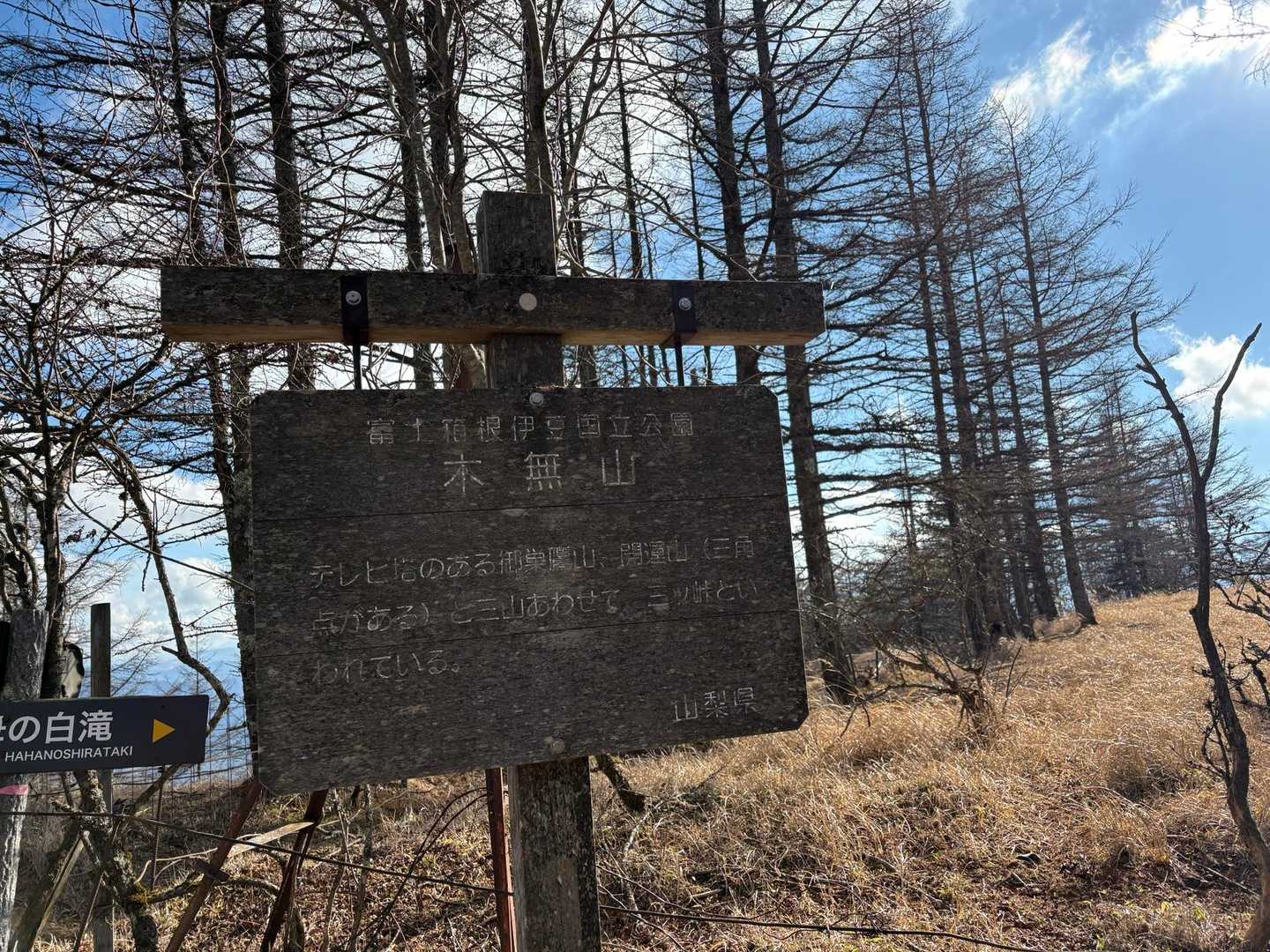 三ツ峠山の3つめのピーク・木無山。
ピークっぽくなくて、スルーしそうになりました
