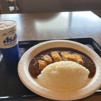 白神食堂のカツカレーと生ビール🍺